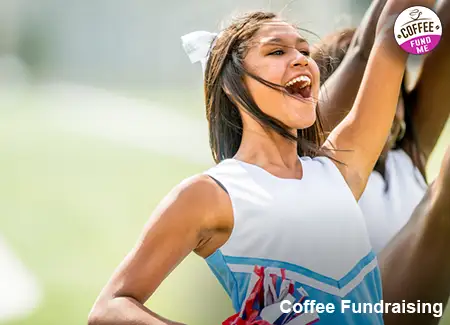 A Cheerleading team Selling Coffee