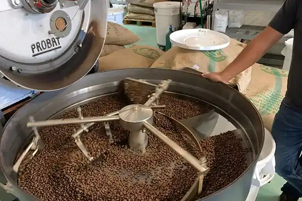 Coffee being roasted for a teams's fundraising program.