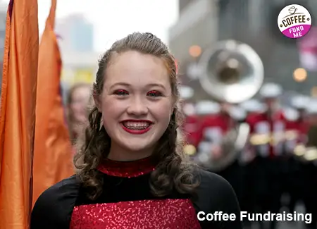 A coffee fundraiser that a high school color guard auxiliary is using to raise additional funds. 