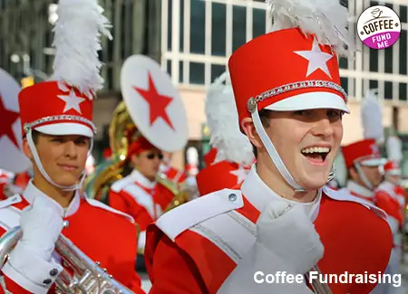  A coffee fundraiser that a high school marching band is using to raise additional funds. 