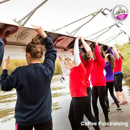 A rowing crew meets to discuss fundraising ideas to raise funds so they can participate in a travel competition.